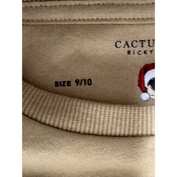 Cactus Boys Sweatshirt "Hey Santa" Santa Dab Graphic Long Sleeves Tan 9/10 NWT - Picture 8 of 9